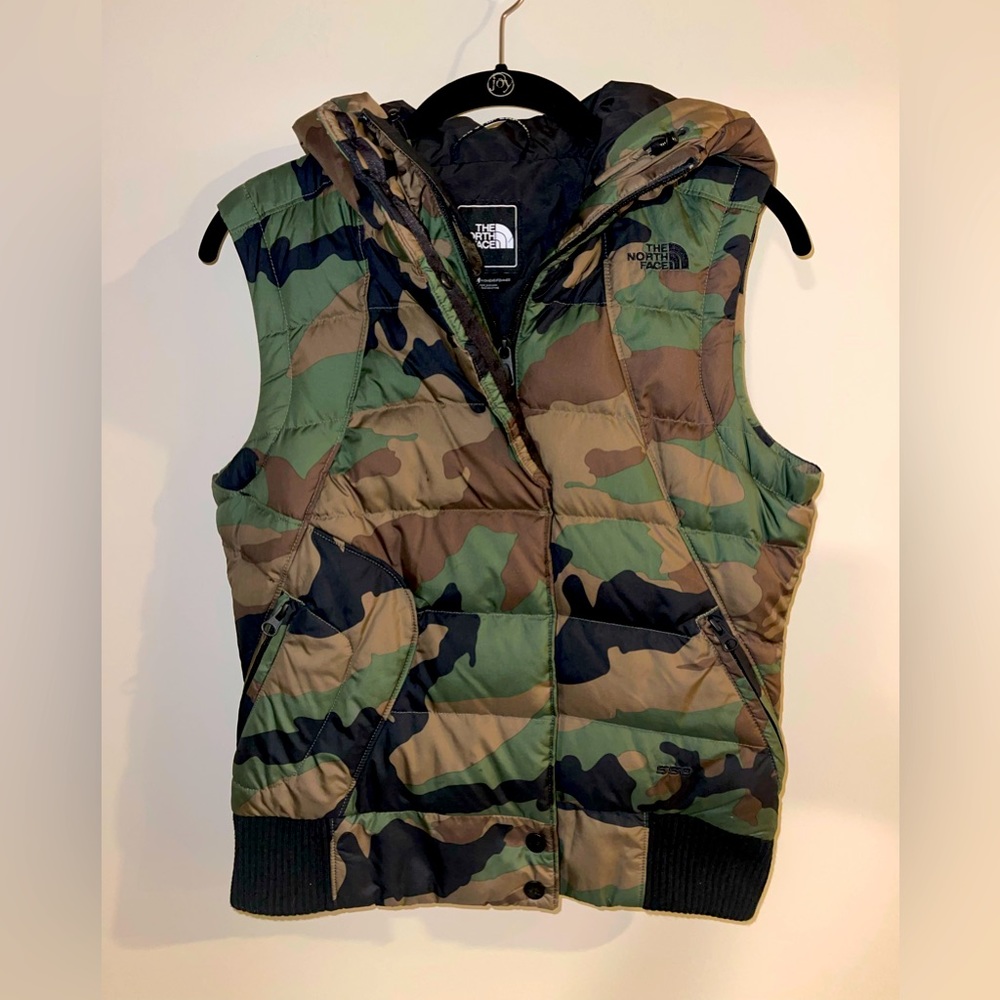 The North Face camo print cold weather vest